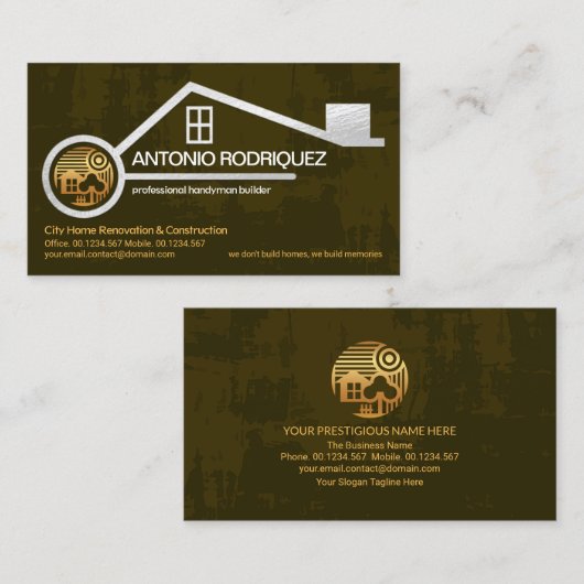 皮むき茶色の壁絵を描のシルバーホームハンドマン 名刺 (正面/裏面)