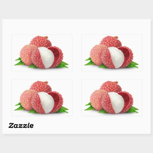 皮をむいたライチの果実 長方形シール (シート)