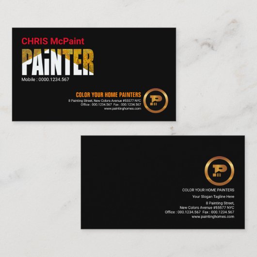 皮ペインターの壁の新しく白いペンキ 名刺 (正面/裏面)