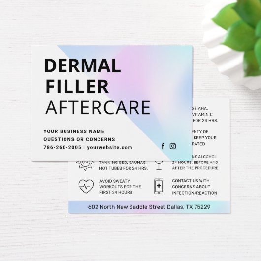 皮モダン膚フィラーのアフターケア指示カード (デスク)