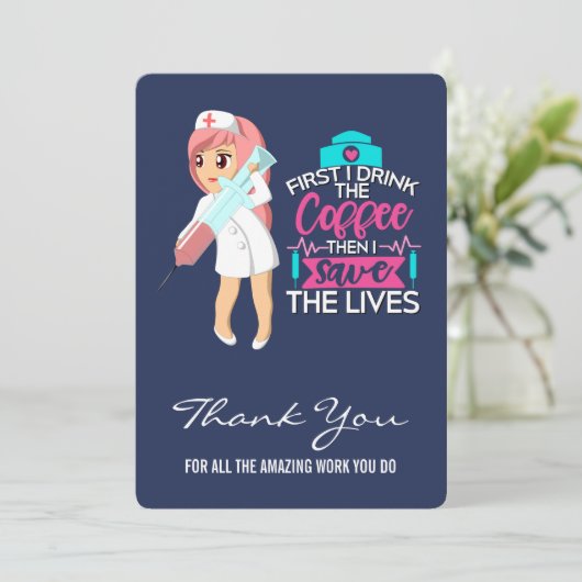 皮下おもしろい針ナースの日のことわざ サンキューカード (スタンド正面)