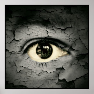 皮剥がれの皮で包まれた人間の目 ポスター