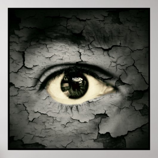 皮剥がれの皮で包まれた人間の目 ポスター (正面)