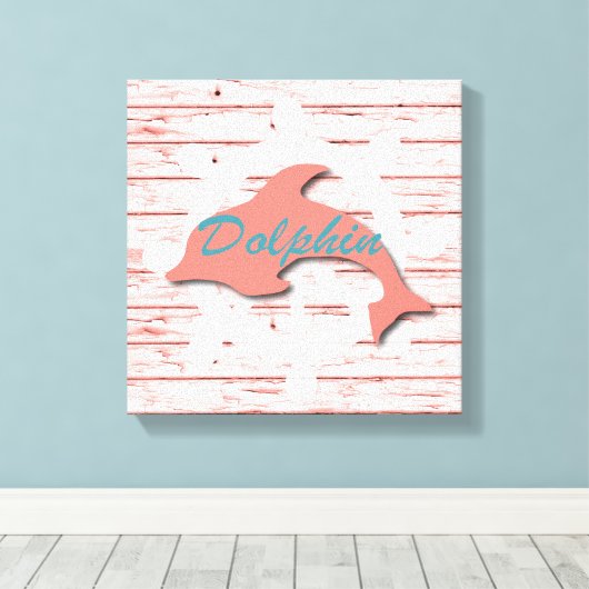 皮木|プリントの素朴で航海のなイルカ キャンバスプリント (インサイチュ (ウッドフロア))