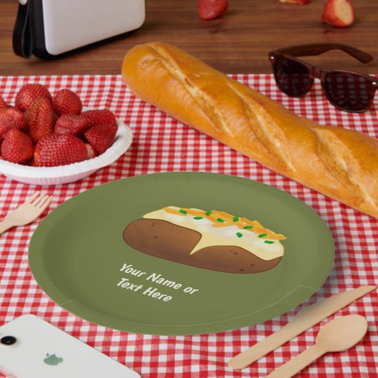 皮焼いたのポテト – チーズ&キーブ – 文字を追加 ペーパープレート (ピクニック)