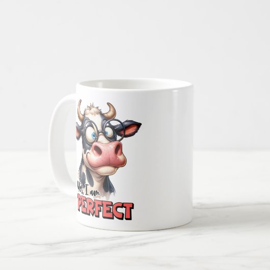 皮肉おもしろいことわざ、Yes私は完璧な牛である コーヒーマグカップ (正面左)