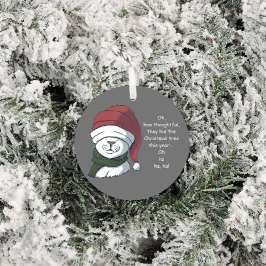皮肉おもしろいなクリスマスツリーのユーモアを交えた猫 セラミックオーナメント