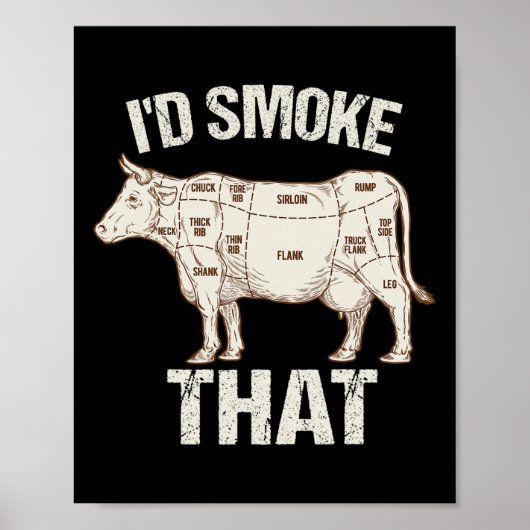 皮肉おもしろいなシェフブッチャー調理師Bbq I'd Smoke Th ポスター (正面)