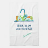 皮肉おもしろいなシンクが皿の庭を育てた キッチンタオル (縦)