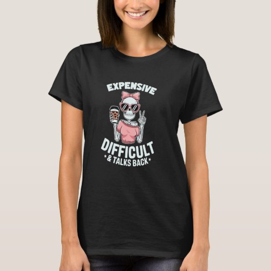 皮肉おもしろいなスケルトン高価で難しいT Tシャツ (正面)