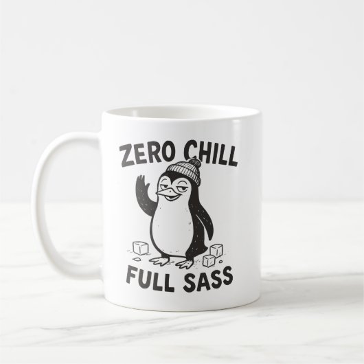 皮肉おもしろいなゼロチルのフルSass Penguin コーヒーマグカップ (左)