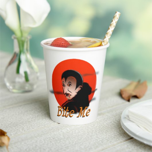 皮肉おもしろいなハロウィーンの吸血鬼が噛むと言う 紙コップ (インサイチュ)
