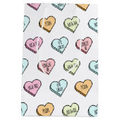 皮肉おもしろいなバレンタインのキャンディハートパターン ミディアムペーパーバッグ (裏面)