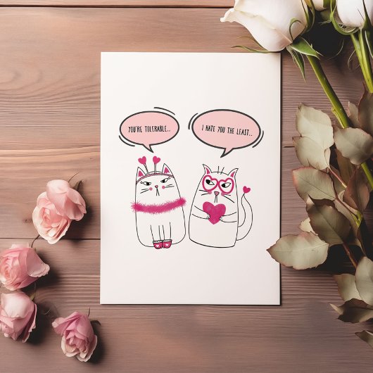 皮肉おもしろいなバレンタインデーの漫画の猫カップル シーズンカード