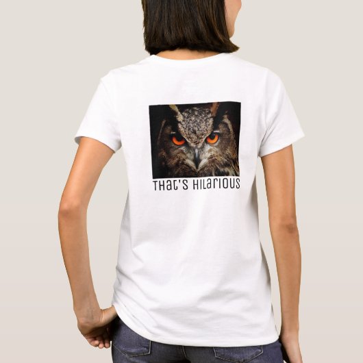 皮肉おもしろいなフクロウの写真 Tシャツ (裏面)