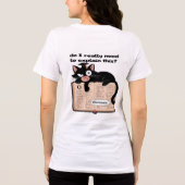 皮肉おもしろいな引用文で本の上の猫 トライブレンドＴシャツ (裏面)