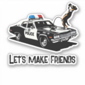 皮肉おもしろいな犬が警察の車のプンのユーモアを見る シール (正面)