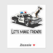 皮肉おもしろいな犬が警察の車のプンのユーモアを見る シール (シート)