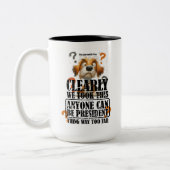 皮肉おもしろいな犬政治コメント杯 ツートーンマグカップ (左)