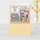 皮肉おもしろいな猫と必死の犬の誕生日 カード (黄色い花)