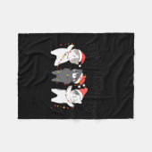 皮肉おもしろいな猫のキスメリーのクリスマスパジャマChr フリースブランケット (正面(横))