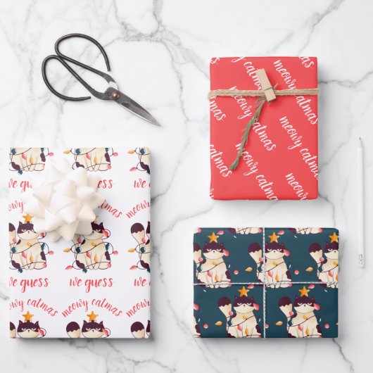 皮肉おもしろいな猫プン ラッピングペーパーシート (正面)