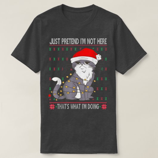 皮肉おもしろいな猫Saの醜いクリスマスセーター Tシャツ (デザイン正面)