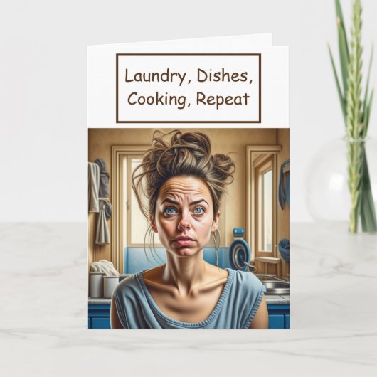 皮肉おもしろいな疲れ果てた主婦 カード (正面)