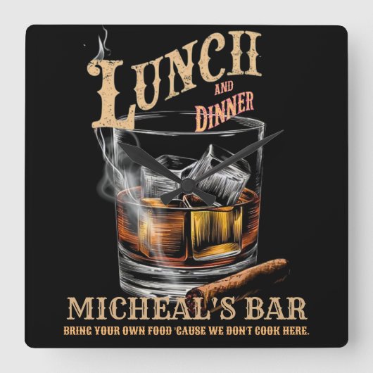 皮肉おもしろいな飲みユーモアヴィンテージ スクエア壁時計 (正面)