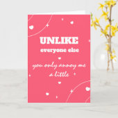 皮肉おもしろいアンチ – バレンタインデーテーマピンク カード (黄色い花)