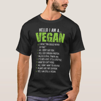 皮肉おもしろいベジタリアン引用文 – こんにちは私はVegである Tシャツ
