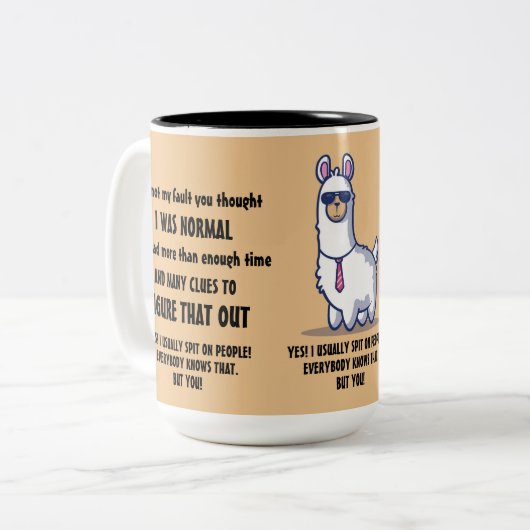 皮肉おもしろいラマ引用文 ツートーンマグカップ (正面左)