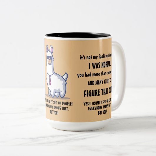 皮肉おもしろいラマ引用文 ツートーンマグカップ (正面右)