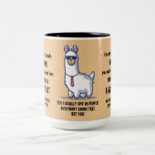 皮肉おもしろいラマ引用文 ツートーンマグカップ (中央)