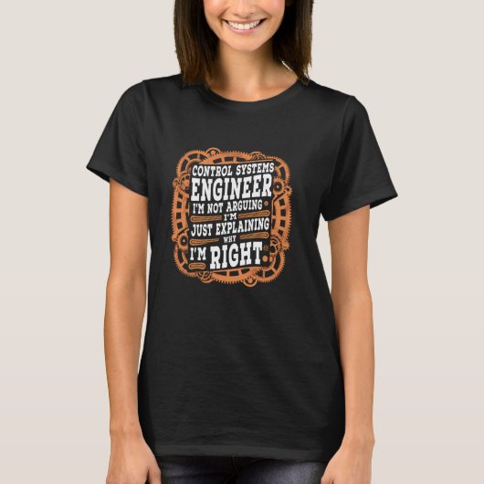 皮肉おもしろい制御システムエンジニア Tシャツ (正面)