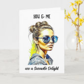 皮肉おもしろい引用文 |かわいらしサングラスの女性 カード (黄色い花)