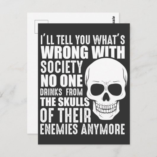 皮肉おもしろい悪い社会スカル敵血 ポストカード (正面/裏面)