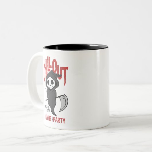 皮肉おもしろい的な死神ハローウィンパーティ ツートーンマグカップ (正面左)