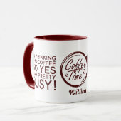 皮肉おもしろい的に私はコーヒーを飲んでいるので忙し マグカップ (正面左)