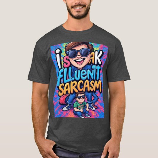 皮肉が流暢に話せる家族 Tシャツ (正面)