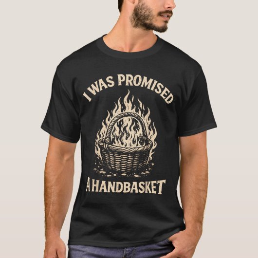 皮肉たっぷり 手にバスケット Tシャツ (正面)