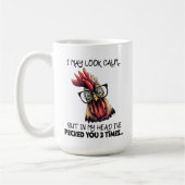 皮肉っぽく言うと落ち着いたように見えるかもおもしろいしれない コーヒーマグカップ (左)