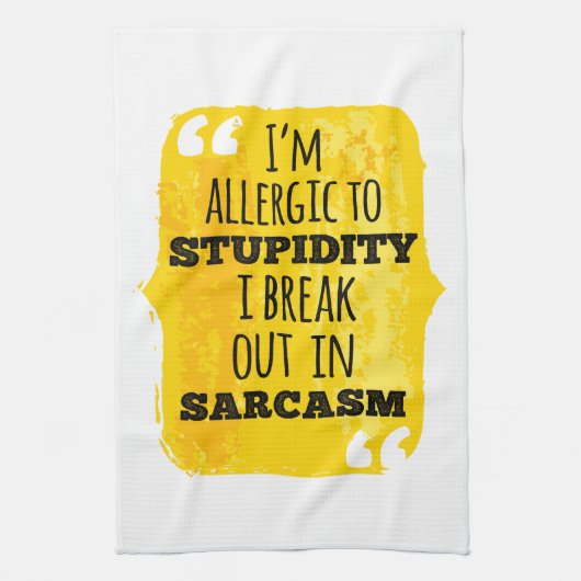 皮肉で分かる愚行アレルギーだ キッチンタオル (縦)