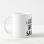 皮肉で黒いベルトを持っている気をつけろおもしろい コーヒーマグカップ (左)