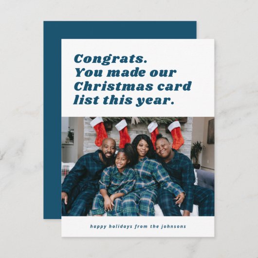 皮肉なおもしろいクリスマスリスト シーズンカード (正面/裏面)