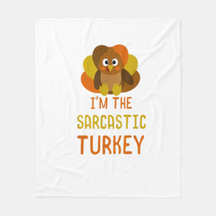 皮肉なおもしろいトルコの家族のマッチングThanksgivin フリースブランケット