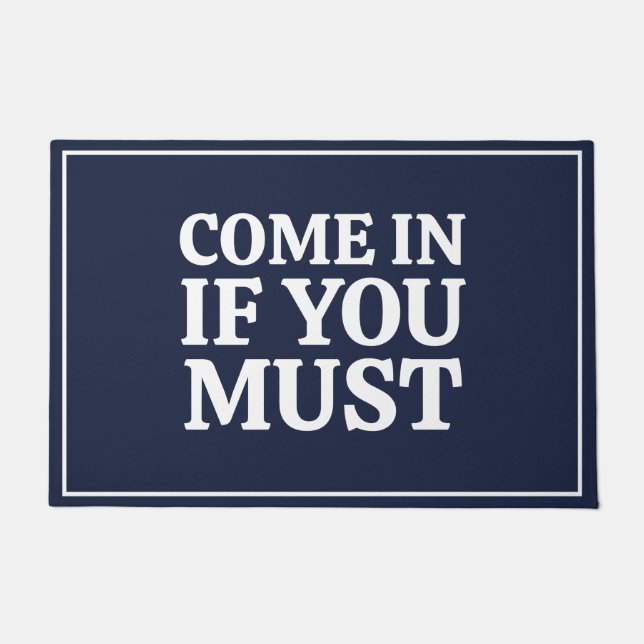 皮肉なおもしろいユーモア引用文ネイビーブルー ドアマット (正面)