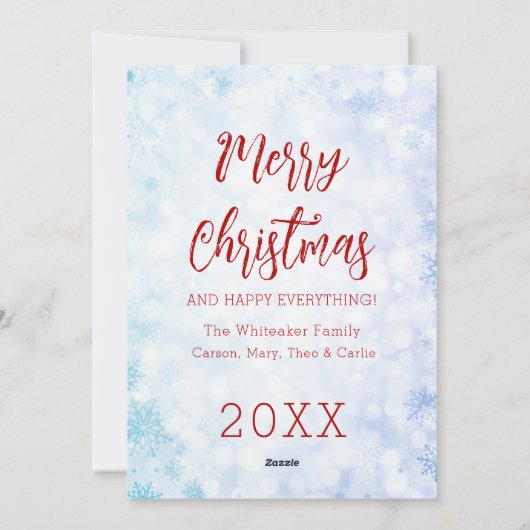 皮肉なおもしろい子供たちが家族の陽気なクリスマス シーズンカード (裏面)