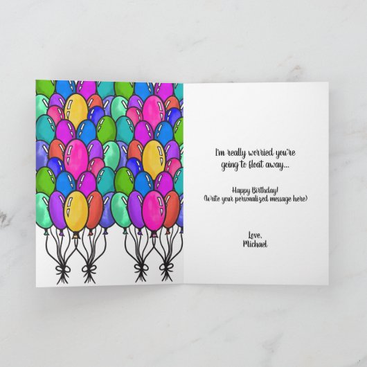 皮肉なおもしろい引用文バルーンハッピーバースデー カード (内部)