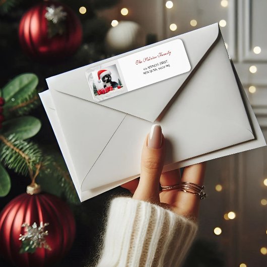 皮肉なおもしろい猫サンタスハットクリスマスアドレス ラベル